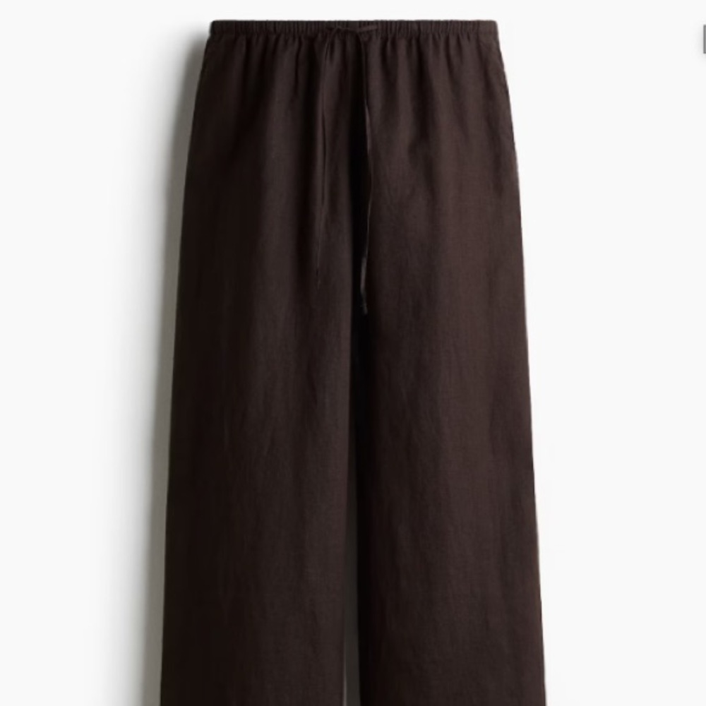 H&M Linen Drawstring Pants - Brown